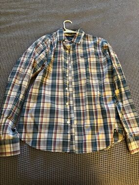 Hurley Men’s Blue, Green & Yellow Plaid Button-Down Shirt